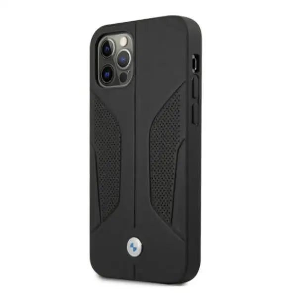 BMW Leather Perforated Sides Case for iPhone 12 Pro Max - Black - Cell phone cases and covers<<<HurtelXML