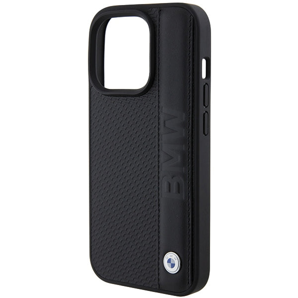 BMW Leather Textured & Stripe case for iPhone 15 Pro - black - Cell phone cases and covers<<<HurtelXML