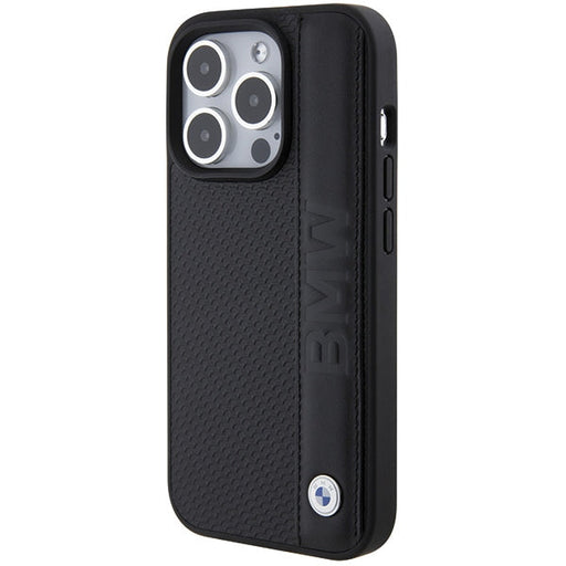 BMW Leather Textured & Stripe case for iPhone 15 Pro - black - Cell phone cases and covers<<<HurtelXML
