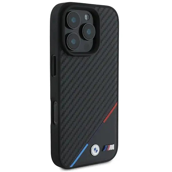 BMW M Carbon Tricolor Line MagSafe Case for iPhone 16 Pro Max - Black - Cell phone cases and covers<<<HurtelXML