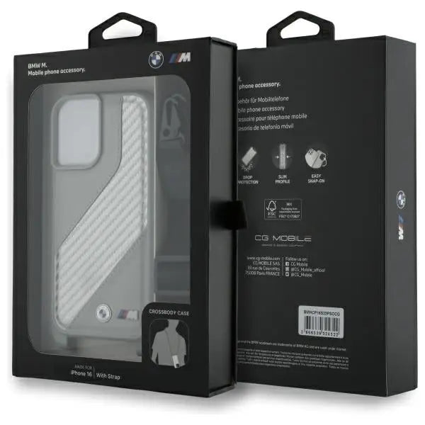BMW M Edition Carbon Stripe & Strap iPhone 16 Case - Gray - Cell phone cases and covers<<<HurtelXML