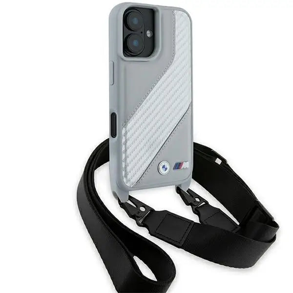 BMW M Edition Carbon Stripe & Strap iPhone 16 Case - Gray - Cell phone cases and covers<<<HurtelXML