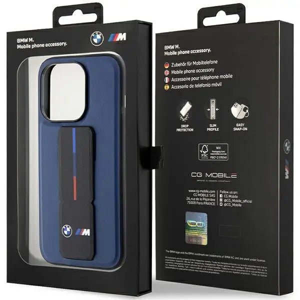 BMW M Grip Stand Bicolor case for iPhone 15 Pro - navy blue - Cell phone cases and covers<<<HurtelXML