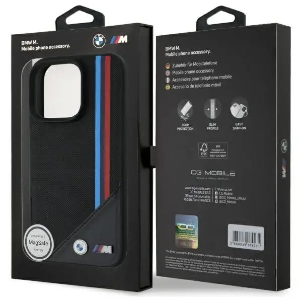 BMW M Meshed Tricolor Stripes MagSafe Case for iPhone 16 Pro - Black - Cell phone cases and covers<<<HurtelXML