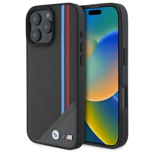 BMW M Meshed Tricolor Stripes MagSafe Case for iPhone 16 Pro Max - Gray - Cell phone cases and covers<<<HurtelXML