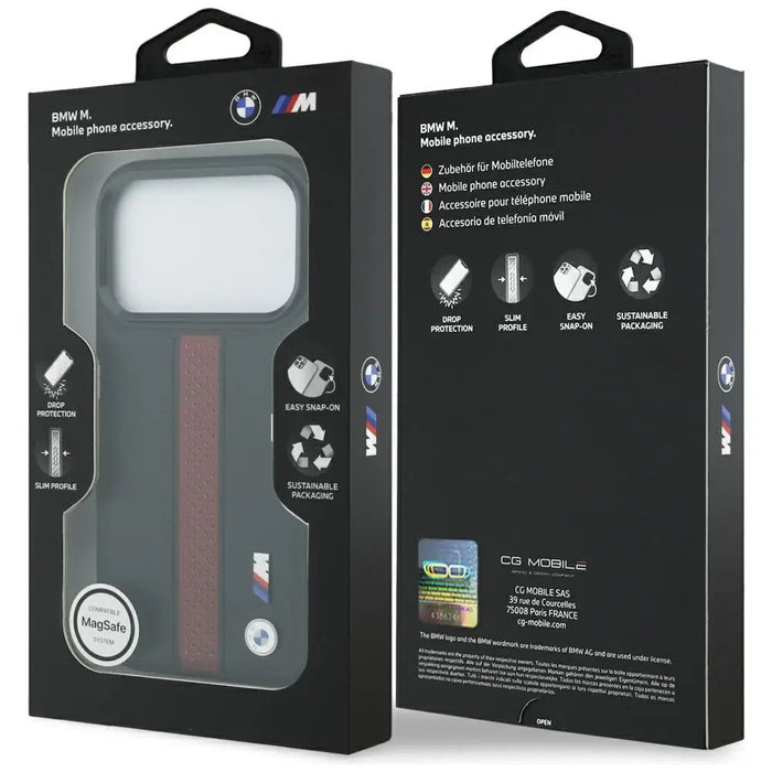 BMW M Perforated Stripe Logo MagSafe Case for iPhone 17 Pro - Red - Cell phone cases and covers<<<HurtelXML