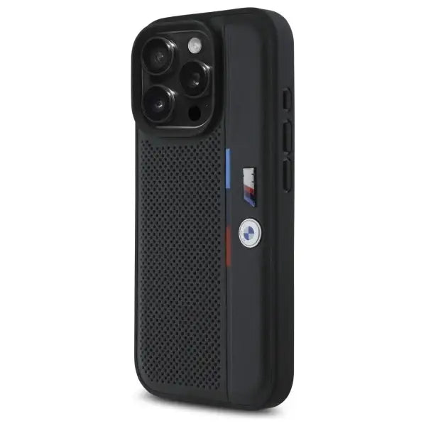 BMW M Perforated Tricolor Detail Line iPhone 16 Pro Case - Black - Cell phone cases and covers<<<HurtelXML