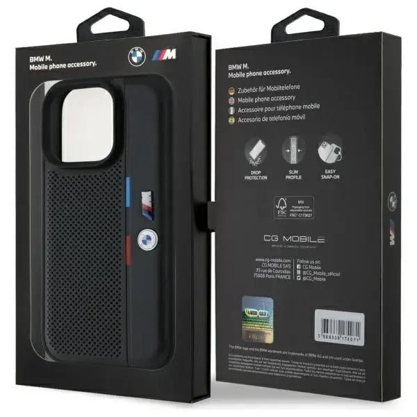 BMW M Perforated Tricolor Detail Line iPhone 16 Pro Max Case - Black - Cell phone cases and covers<<<HurtelXML