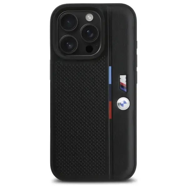 BMW M Perforated Tricolor Detail Line iPhone 16 Pro Max Case - Black - Cell phone cases and covers<<<HurtelXML