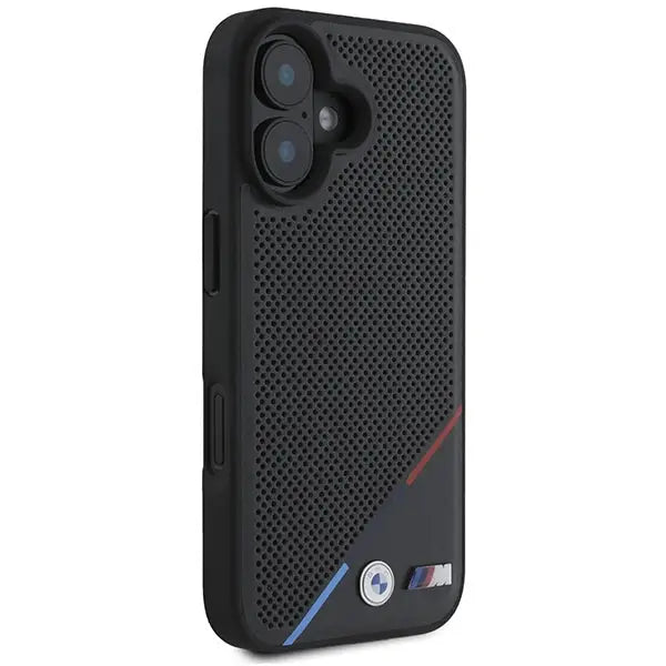 BMW M Perforated Tricolor Line MagSafe Case for iPhone 16 Plus - Black - Cell phone cases and covers<<<HurtelXML