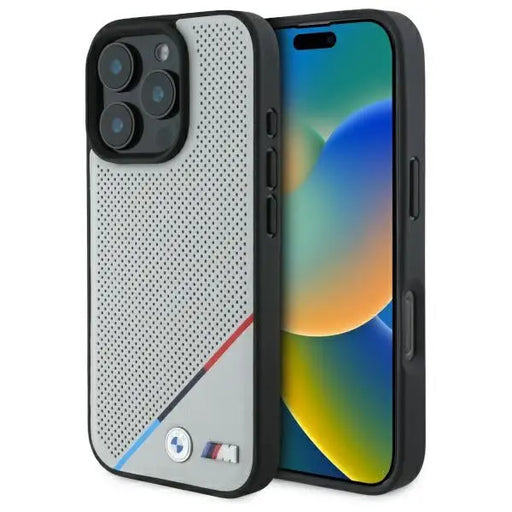 BMW M Perforated Tricolor Line MagSafe Case for iPhone 16 Pro Max - Gray - Cell phone cases and covers<<<HurtelXML