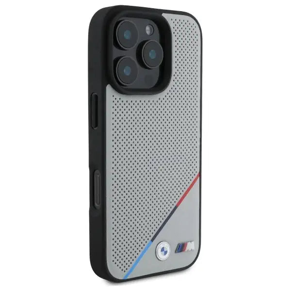 BMW M Perforated Tricolor Line MagSafe Case for iPhone 16 Pro Max - Gray - Cell phone cases and covers<<<HurtelXML