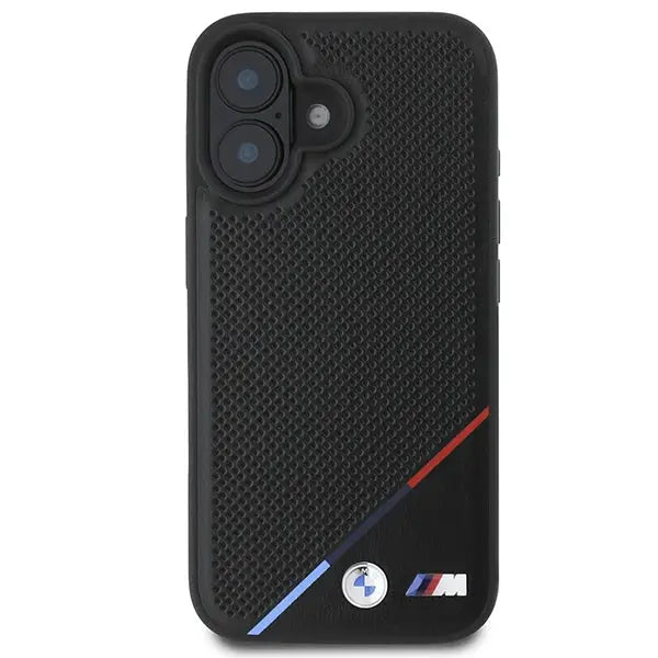 BMW M Perforated Tricolor Line MagSafe iPhone 16 Case - Black - Cell phone cases and covers<<<HurtelXML