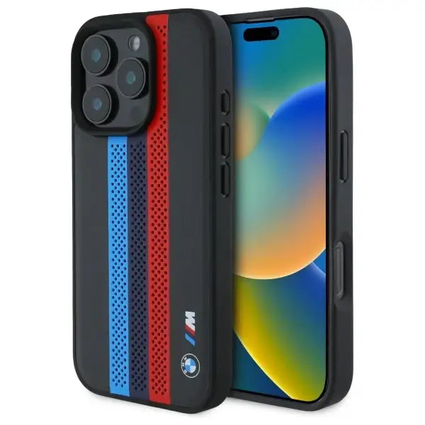 BMW M Performance Tricolor Printed Stripes MagSafe case for iPhone 16 Pro - black - Cell phone cases