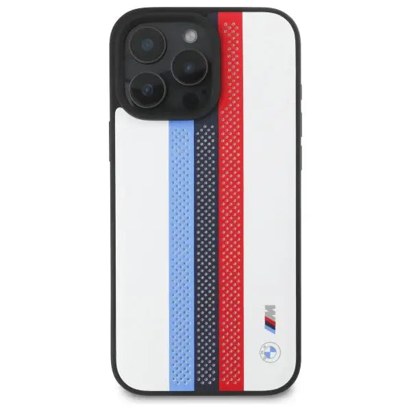 BMW M Performance Tricolor Printed Stripes MagSafeMagSafe iPhone 16 Pro Max Case - White - Cell phone cases