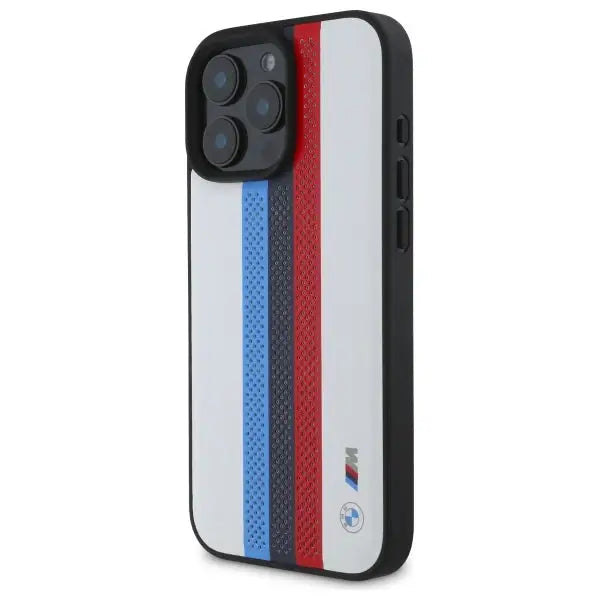 BMW M Performance Tricolor Printed Stripes MagSafeMagSafe iPhone 16 Pro Max Case - White - Cell phone cases