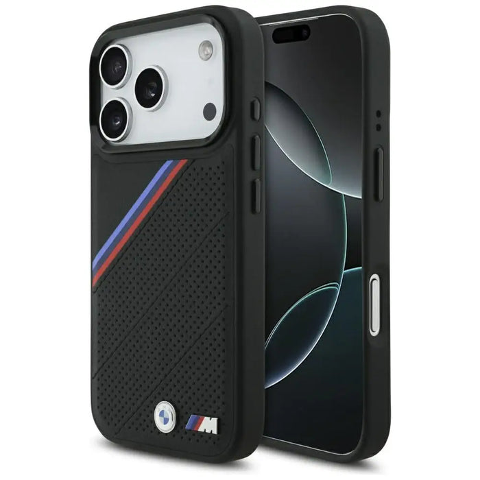 BMW M Tricolor Metal Logo MagSafe Case for iPhone 17 Pro - Black - Cell phone cases and covers<<<HurtelXML