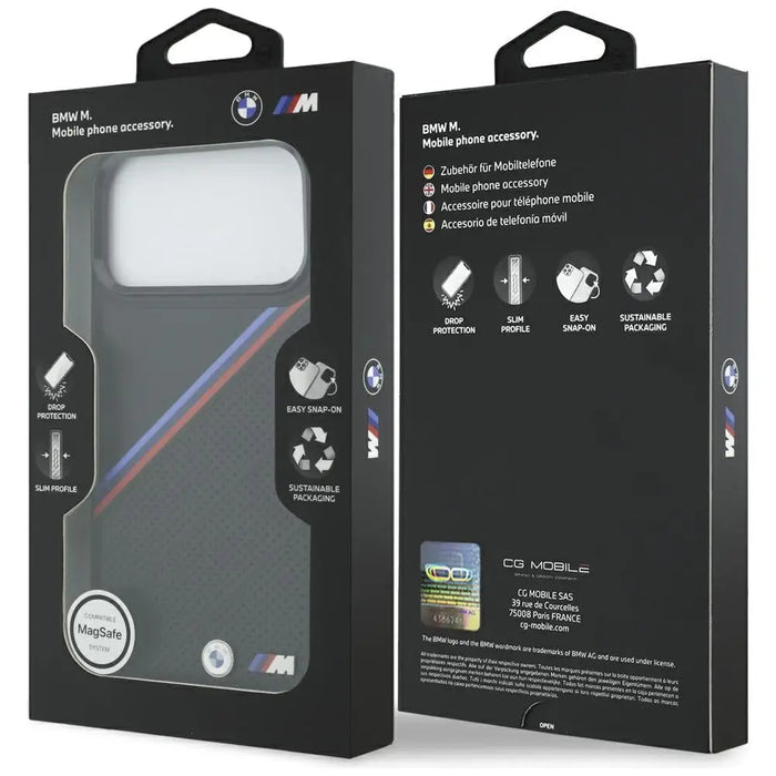 BMW M Tricolor Metal Logo MagSafe Case for iPhone 17 Pro Max - Black - Cell phone cases and covers<<<HurtelXML