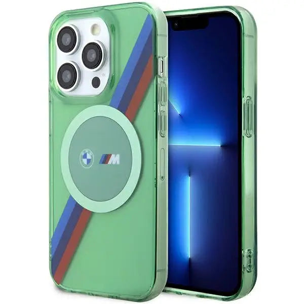BMW M Tricolor Stripes MagSafe case for iPhone 15 Pro - green - Cell phone cases and covers<<<HurtelXML