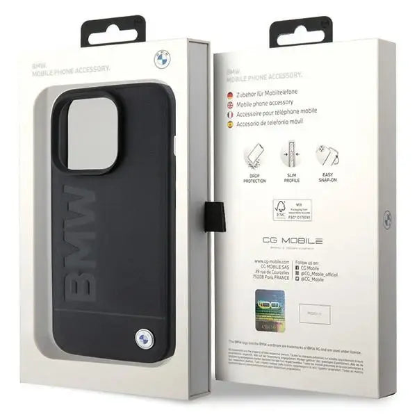 BMW MagSafe Leather Hot Stamp case for iPhone 15 Pro - black - Cell phone cases and covers<<<HurtelXML