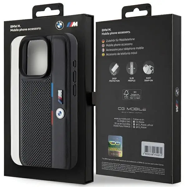 BMW Perforated Tricolor Line case for iPhone 15 Pro Max - black - Cell phone cases and covers<<<HurtelXML
