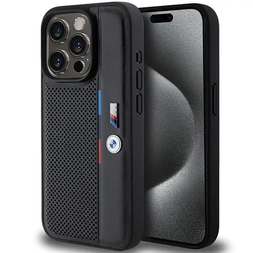 BMW Perforated Tricolor Line case for iPhone 15 Pro Max - black - Cell phone cases and covers<<<HurtelXML