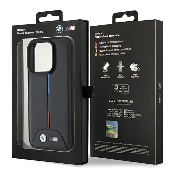 BMW Quilted Tricolor case for iPhone 15 Pro Max - black - Cell phone cases and covers<<<HurtelXML