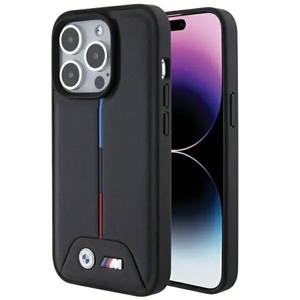 BMW Quilted Tricolor case for iPhone 15 Pro Max - black - Cell phone cases and covers<<<HurtelXML
