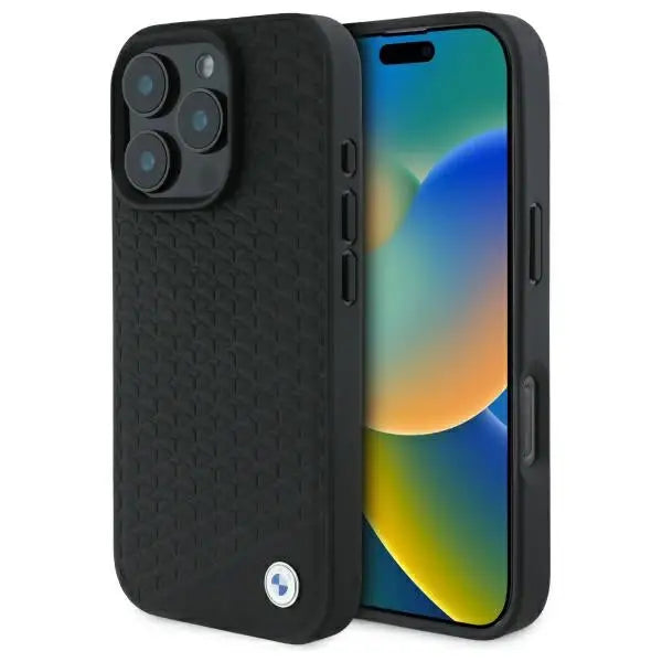 BMW Sign Leather Diamond Metal Logo MagSafe iPhone 16 Pro Case - Black - Cell phone cases and covers<<<HurtelXML