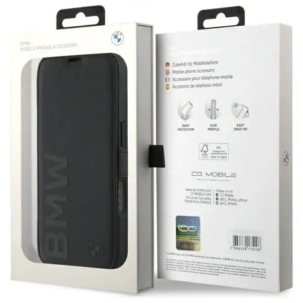 BMW Signature Leather Wordmark Case for iPhone 16 Pro - Black - Cell phone cases and covers<<<HurtelXML
