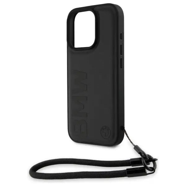 BMW Signature Leather Wordmark Cord case for iPhone 16 Pro Max - black - Cell phone cases and covers<<<HurtelXML