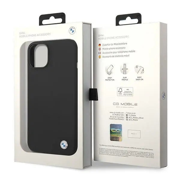 BMW Silicone Metal Logo Case for iPhone 14 - Black - Cell phone cases and covers<<<HurtelXML