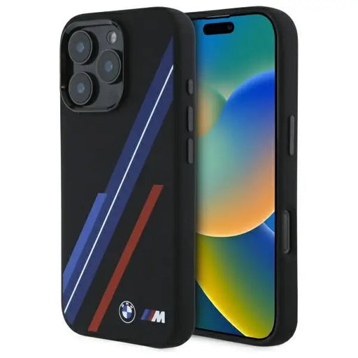 BMW Silicone Random Lines MagSafe iPhone 16 Pro Case - Black - Cell phone cases and covers<<<HurtelXML
