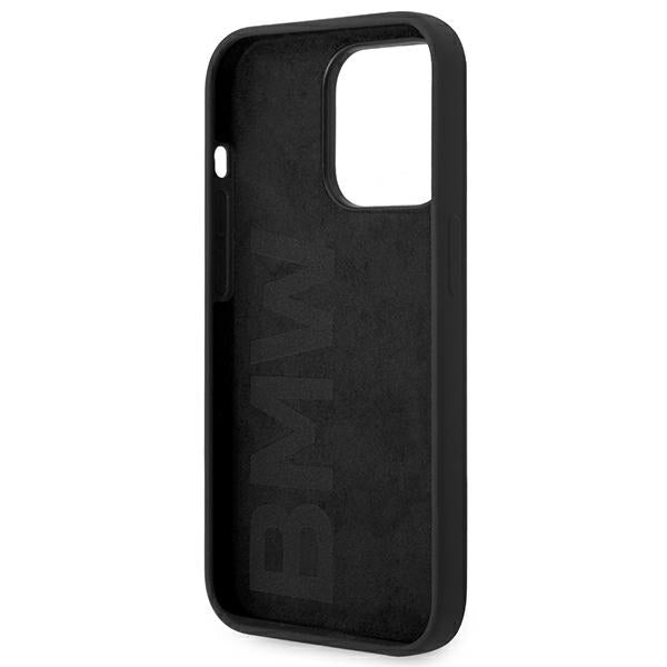 BMW Silicone Metal Logo Case for iPhone 14 Pro - Black