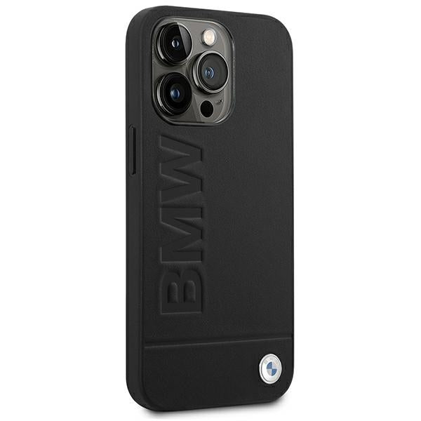 Case BMW BMHCP14XSLLBK iPhone 14 Pro Max 6.7 "black / black Leather Stamp