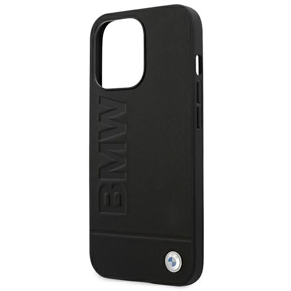 Case BMW BMHCP14XSLLBK iPhone 14 Pro Max 6.7 "black / black Leather Stamp