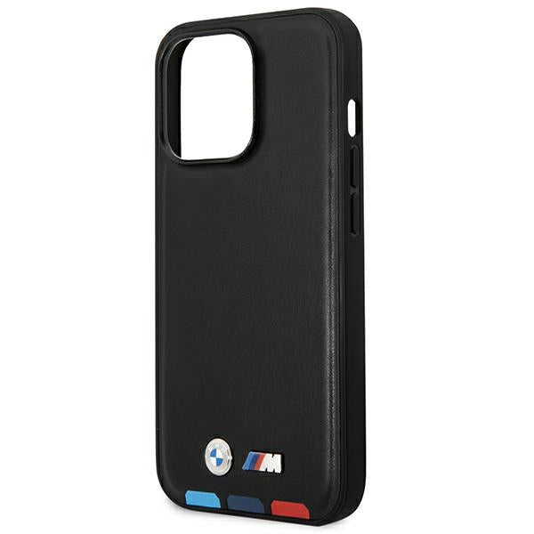 Case BMW BMHMP14L22PTDK iPhone 14 Pro 6.1 "black / black Leather Stamp Tricolor Magsafe