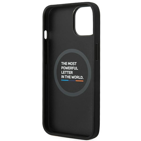 Case BMW BMHMP14M22PTDK iPhone 14 Plus 6.7 "black / black Leather Stamp Tricolor Magsafe