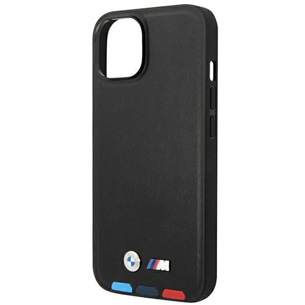 Case BMW BMHMP14M22PTDK iPhone 14 Plus 6.7 "black / black Leather Stamp Tricolor Magsafe