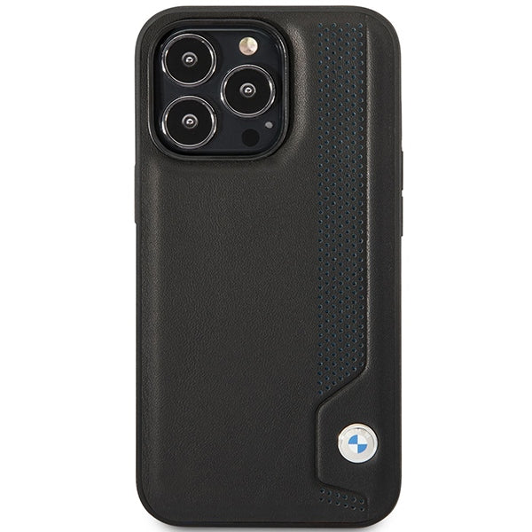 Case BMW BMHCP14X22RBDK iPhone 14 Pro Max 6.7" black/black hardcase Leather Blue Dots