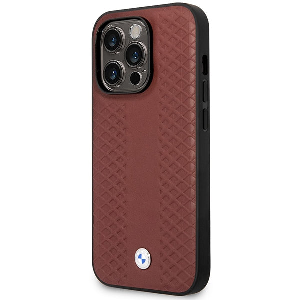 Case BMW BMHMP14L22RFGR iPhone 14 Pro 6.1" Burgundy/burgundy Leather Diamond Pattern MagSafe