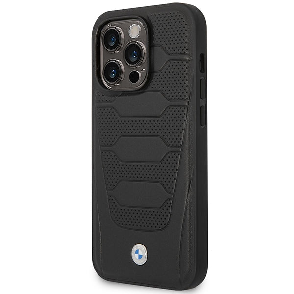 Case BMW BMHMP14L22RPSK iPhone 14 Pro 6.1" black/black Leather Seats Pattern MagSafe