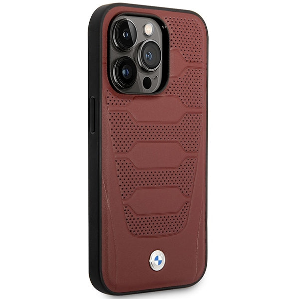 Case BMW BMHMP14L22RPSR iPhone 14 Pro 6.1" Burgundy/burgundy Leather Seats Pattern MagSafe