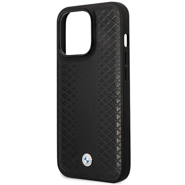 Case BMW BMHMP14X22RFGK iPhone 14 Pro Max 6.7" black/black Leather Diamond Pattern MagSafe