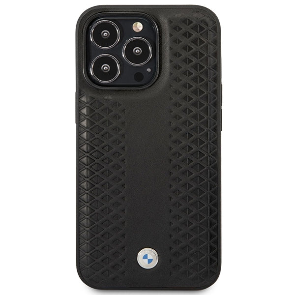 Case BMW BMHMP14X22RFGK iPhone 14 Pro Max 6.7" black/black Leather Diamond Pattern MagSafe