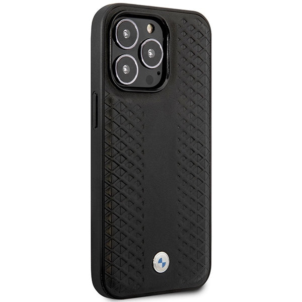 Case BMW BMHMP14X22RFGK iPhone 14 Pro Max 6.7" black/black Leather Diamond Pattern MagSafe