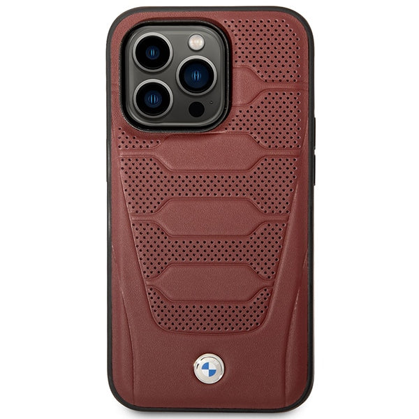 Case BMW BMHMP14X22RPSR iPhone 14 Pro Max 6.7" Burgundy/burgundy Leather Seats Pattern MagSafe
