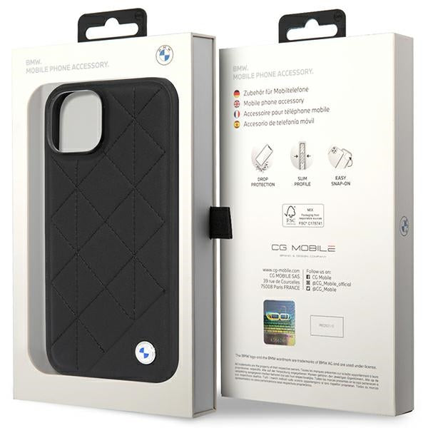 Case BMW BMHCP14S22RQDK iPhone 14 6.1" black/black Leather Quilted
