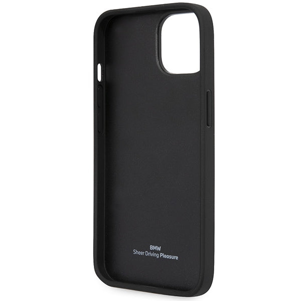 Case BMW BMHCP14S22RVSK iPhone 14 6.1" black/black hardcase Leather Stamp Blue Lines