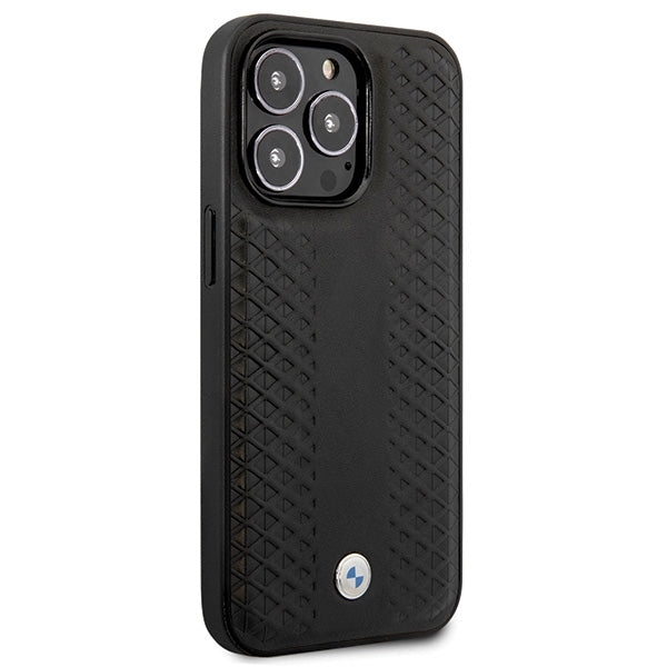 BMW Leather Diamond Pattern case for iPhone 14 Pro - black